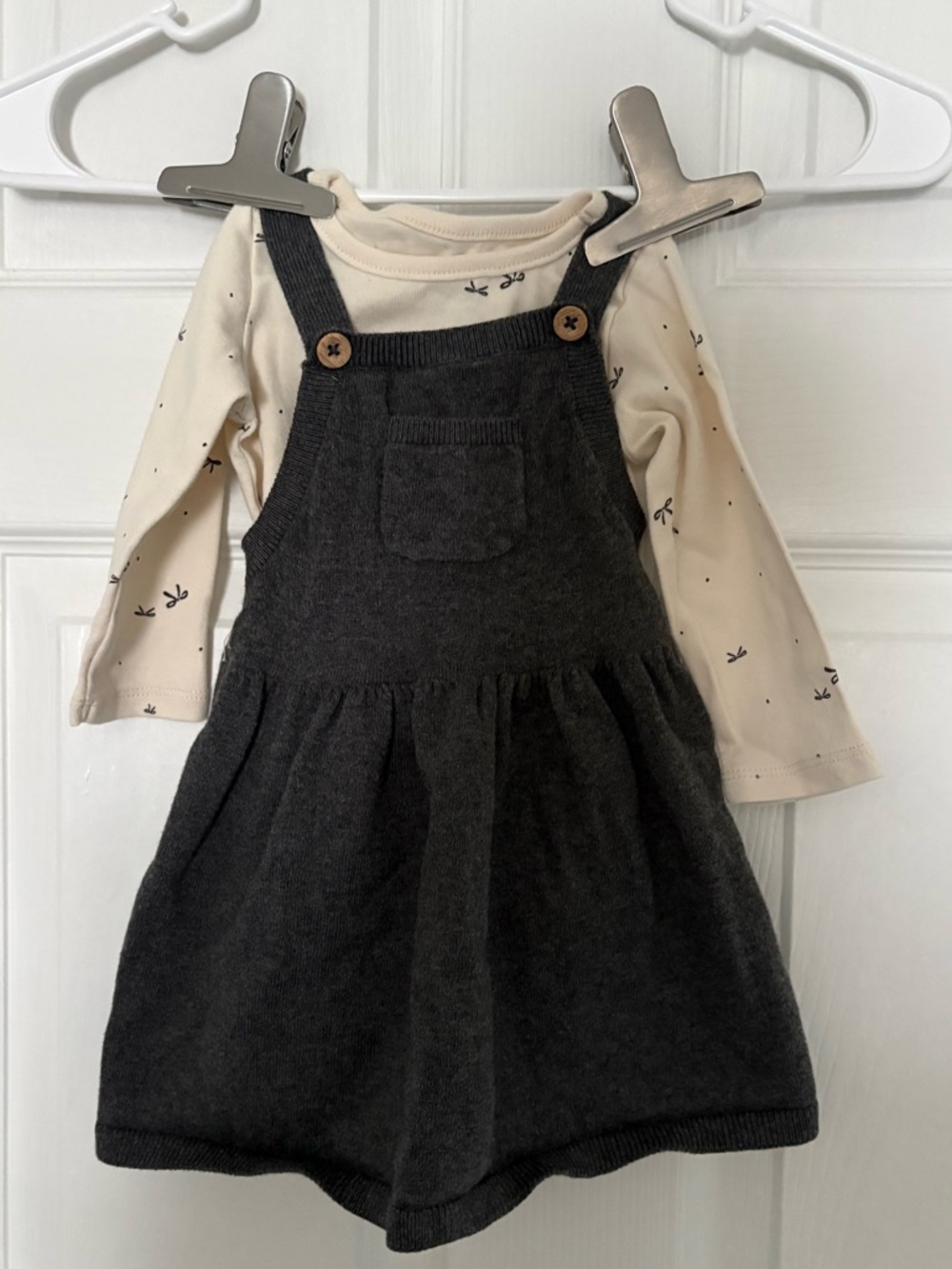 Carter’s Baby Girl Bow Print Cotton Long-Sleeve Dress Set - 6M